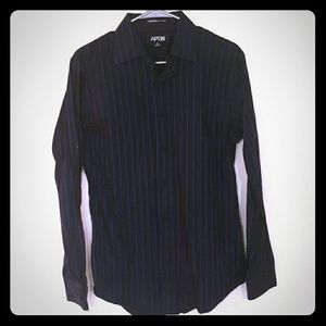 APT. 9 - Black Dress Shirt with Blue Stripes